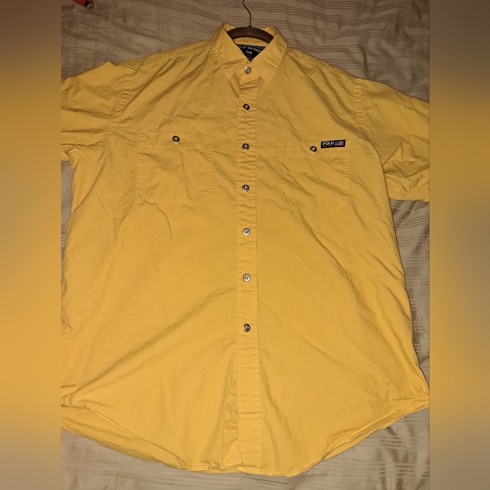 Vintage Ralph lauren polo sport yellow button up workshirt